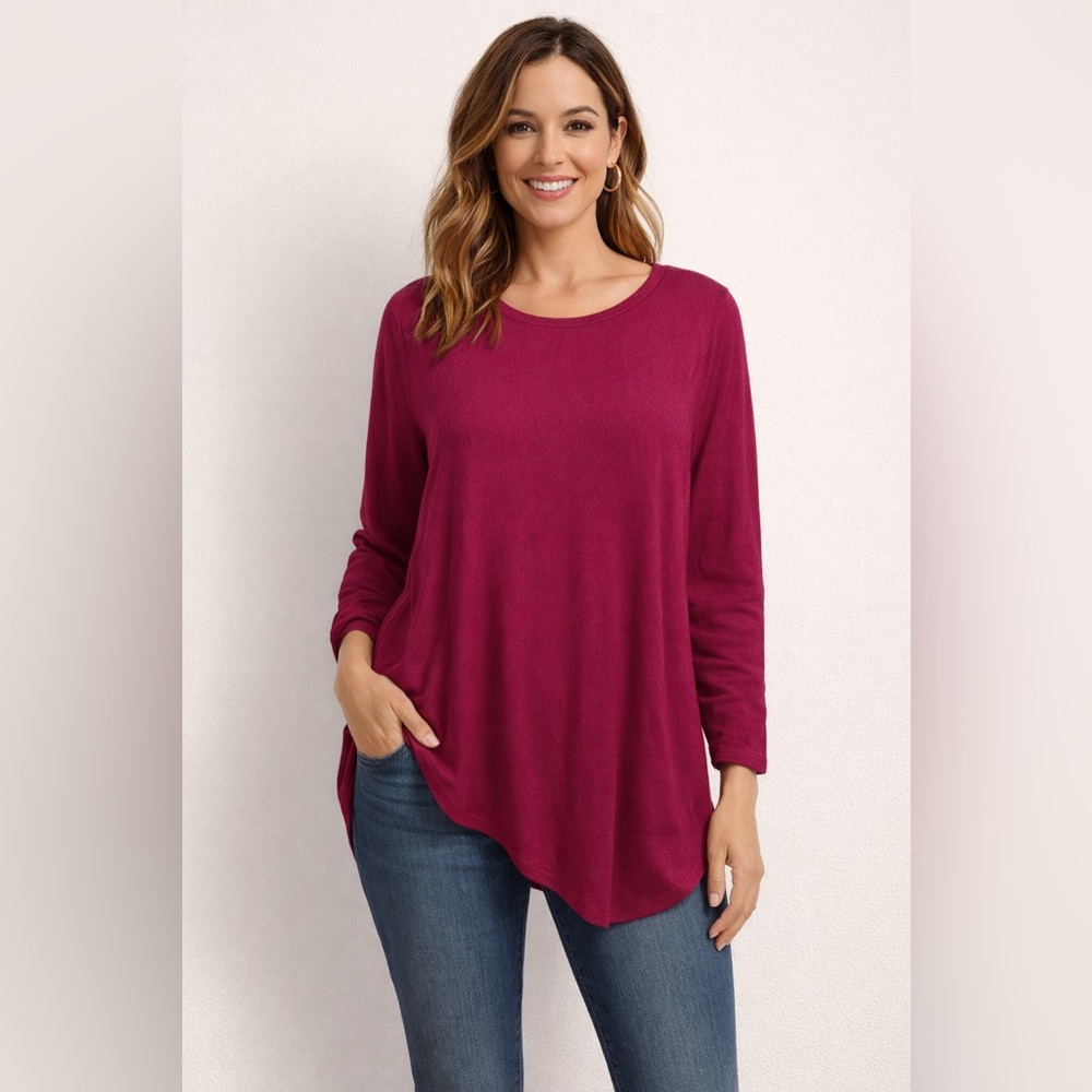 Soft Surroundings Wool Cashmere Angora Blend Fuchsia Pink Sweater Petite M